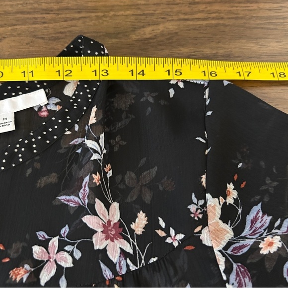 DR2 Floral Black Sheer Women's Top M - Picture 8 of 11
